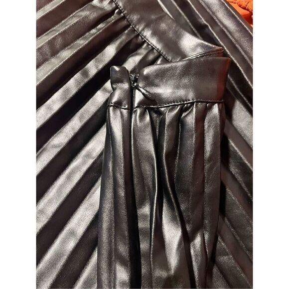 Leather skirt faux Monteau Los Angeles size large black - Picture 6 of 10